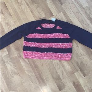 Navy Pink Crop Sweater